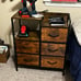 Small Storage Unit Organizer with 5 Fabric Drawers and 2-Tier Side Shelves