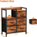 Small Storage Unit Organizer with 5 Fabric Drawers and 2-Tier Side Shelves