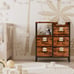 Small Storage Unit Organizer with 5 Fabric Drawers and 2-Tier Side Shelves