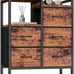 Small Storage Unit Organizer with 5 Fabric Drawers and 2-Tier Side Shelves