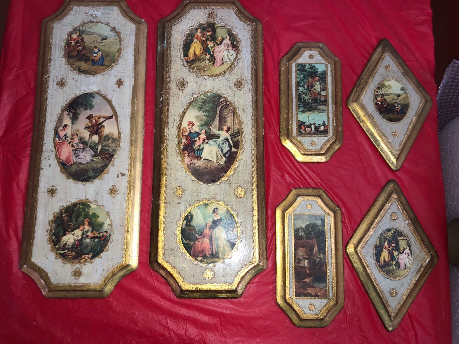 Rare Vintage Florentine Plaques- Set of 6