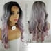 Gray pink ombre lace part Body wave wig