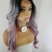 Gray pink ombre lace part Body wave wig