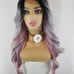 Gray pink ombre lace part Body wave wig
