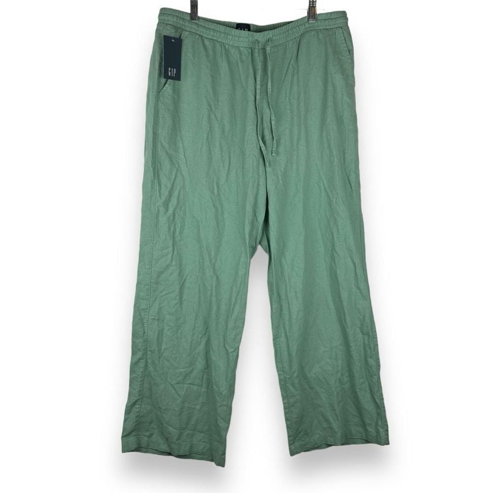 Gap Linen Blend Wide Leg Pants Womens Size Large Pockets Cottage Summer Resort