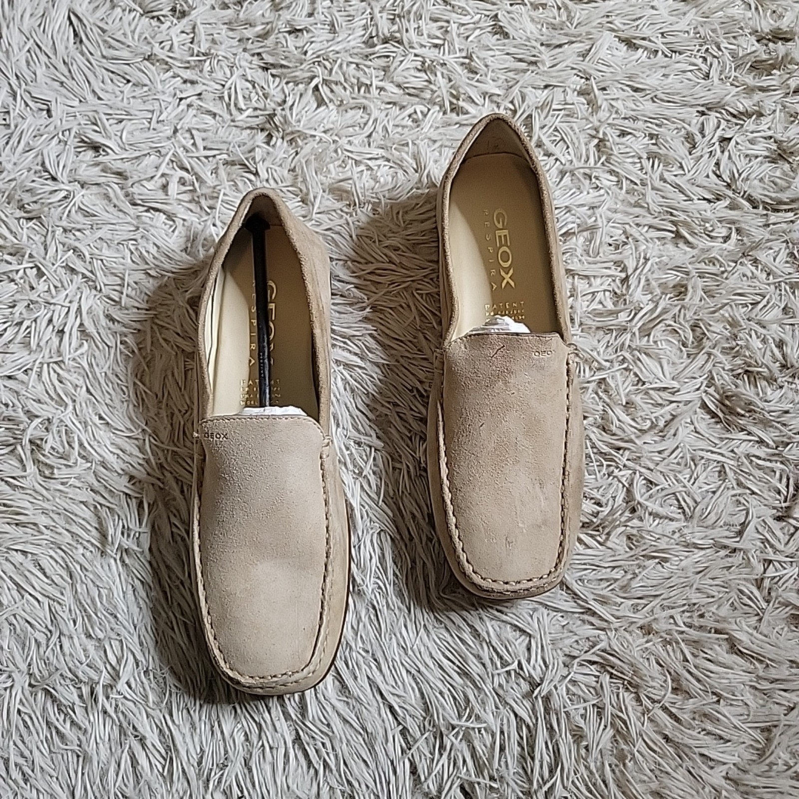 Geox Respira Women's Leather Loafers Tan Sand Suede Leather Size 38