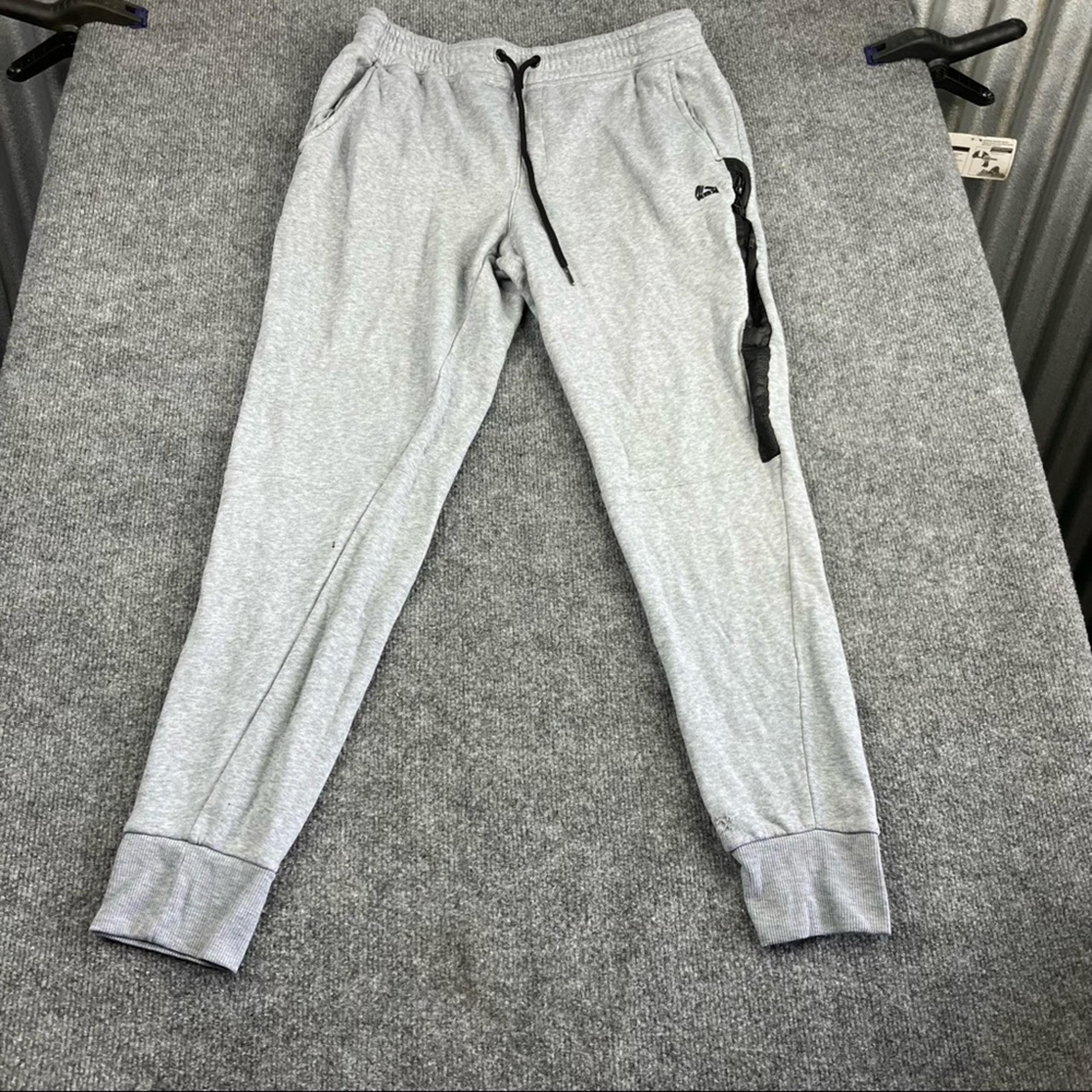 RBX men’s slim Warm Sweat Pants grey Black Zipper drawl string large