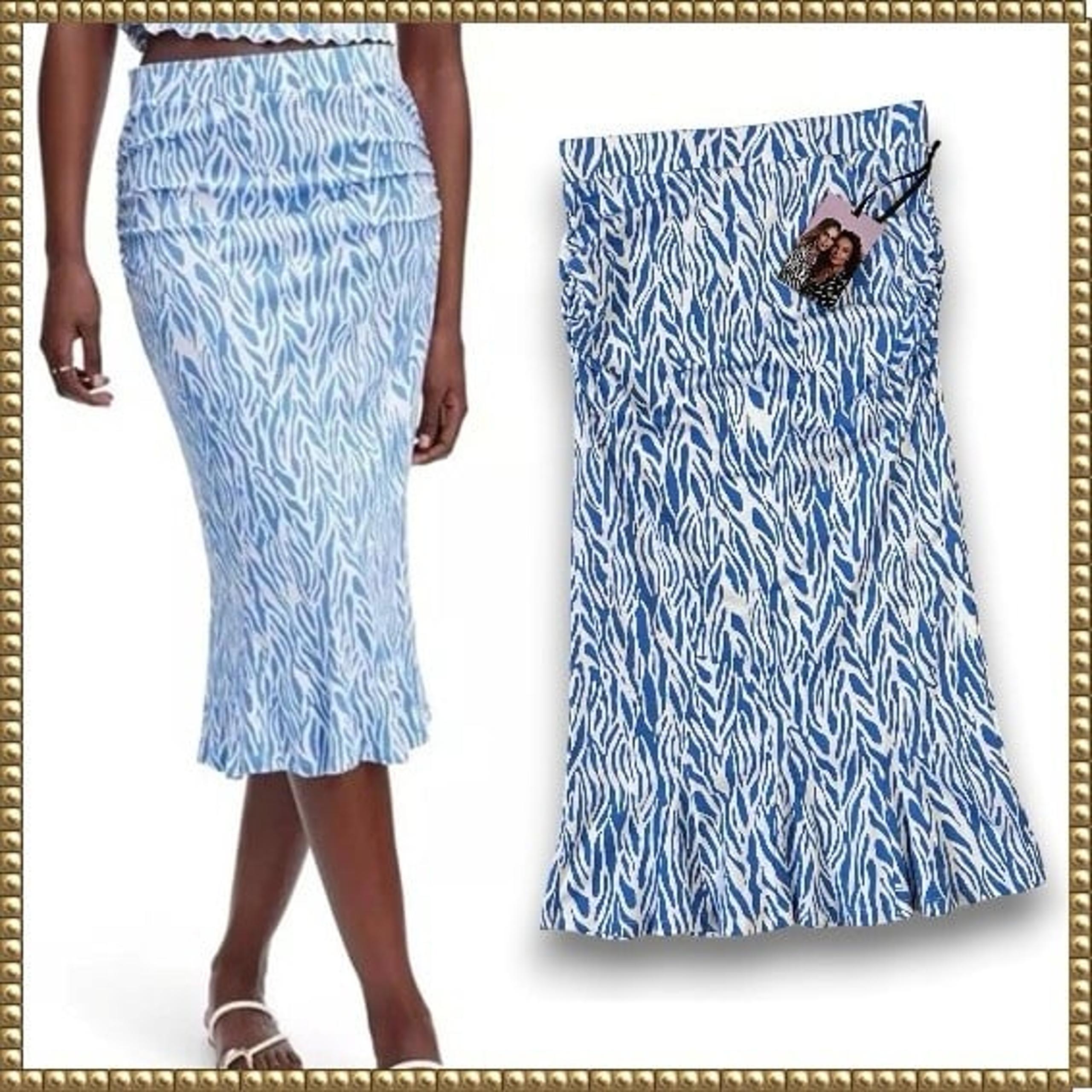 NWT Diane von Furstenberg x Target Knit Blue White Flared Midi Skirt Size Small