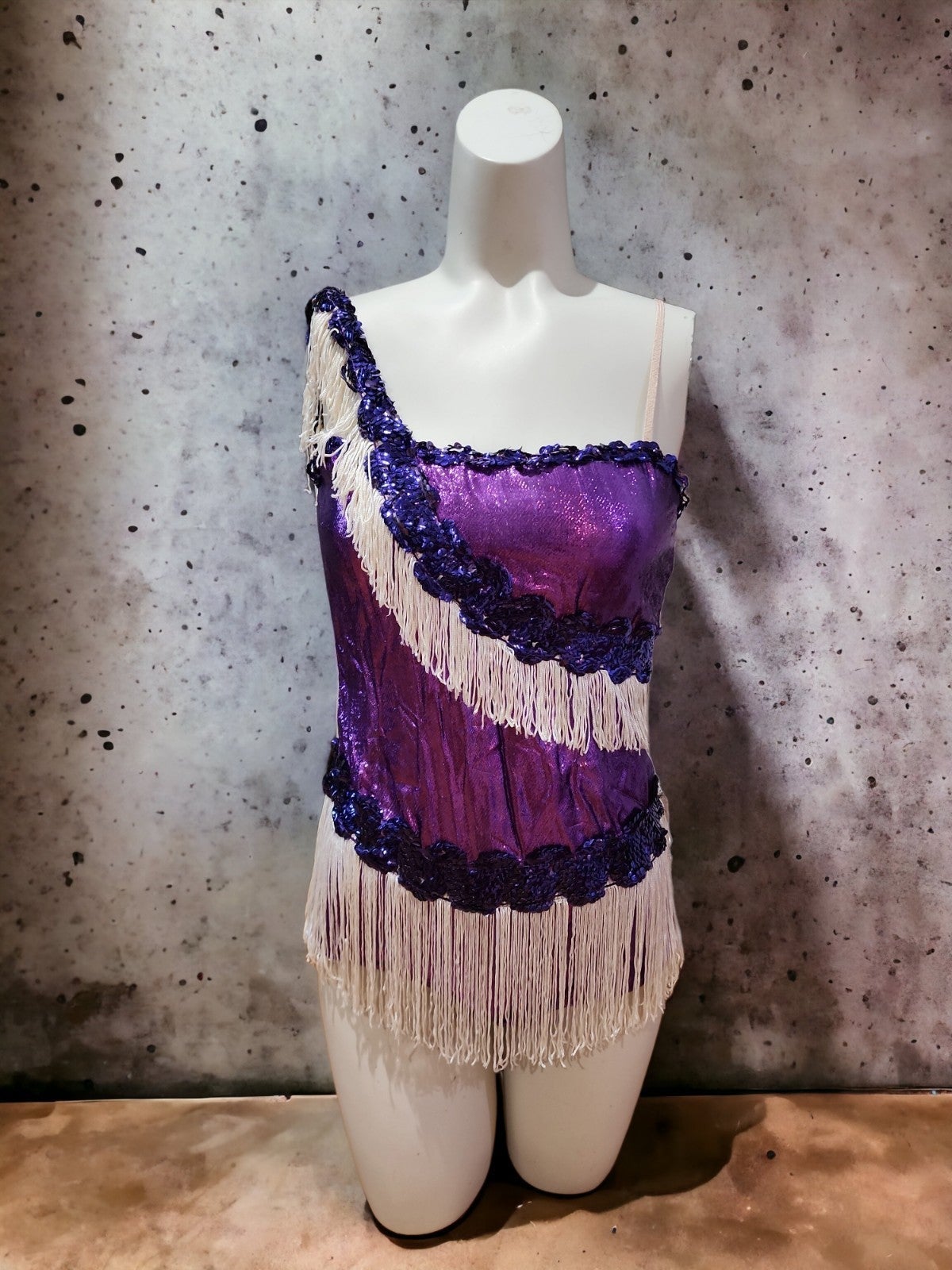Vintage Girls Purple Jazz Dance Costume size 14 with fringe