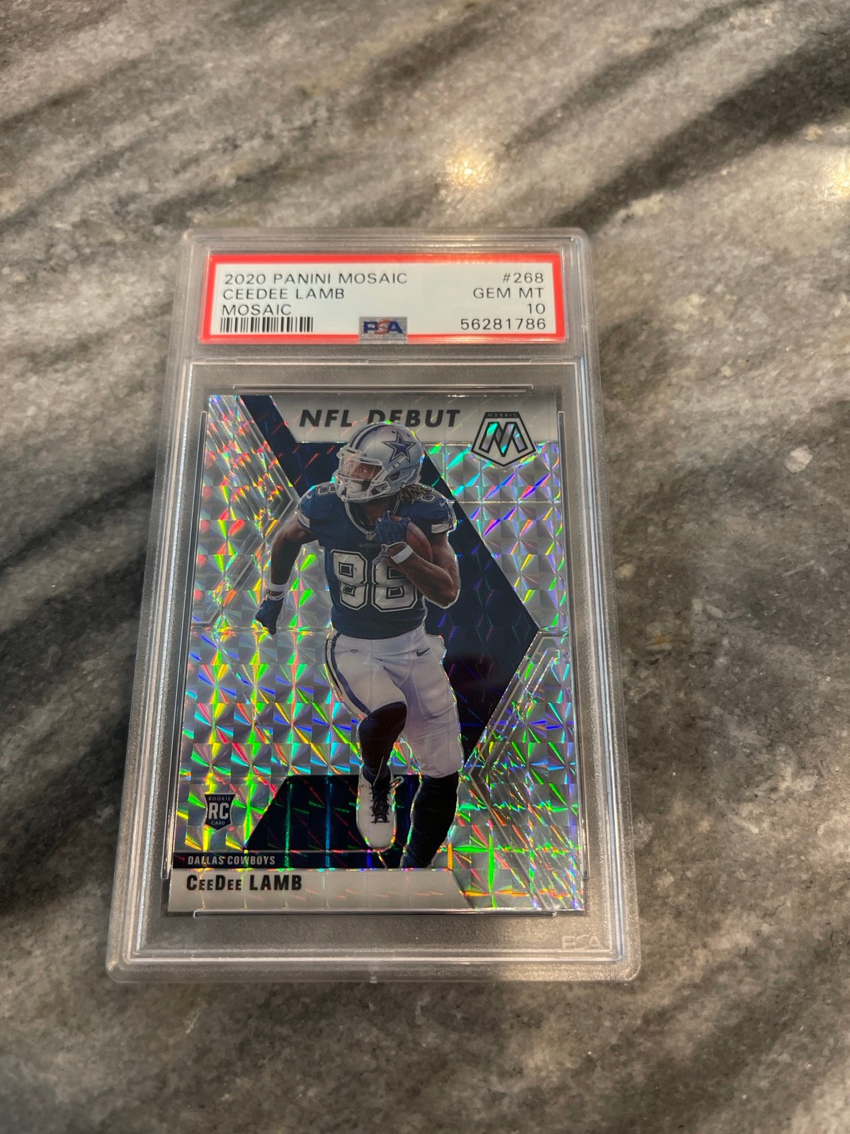 2020 Panini Mosaic CeeDee Lamb Mosaic #268 PSA 10 RC NFL Debut