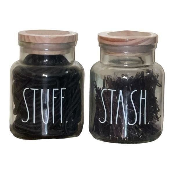 Rae Dunn STUFF STASH bobby pins and elastic hair bands