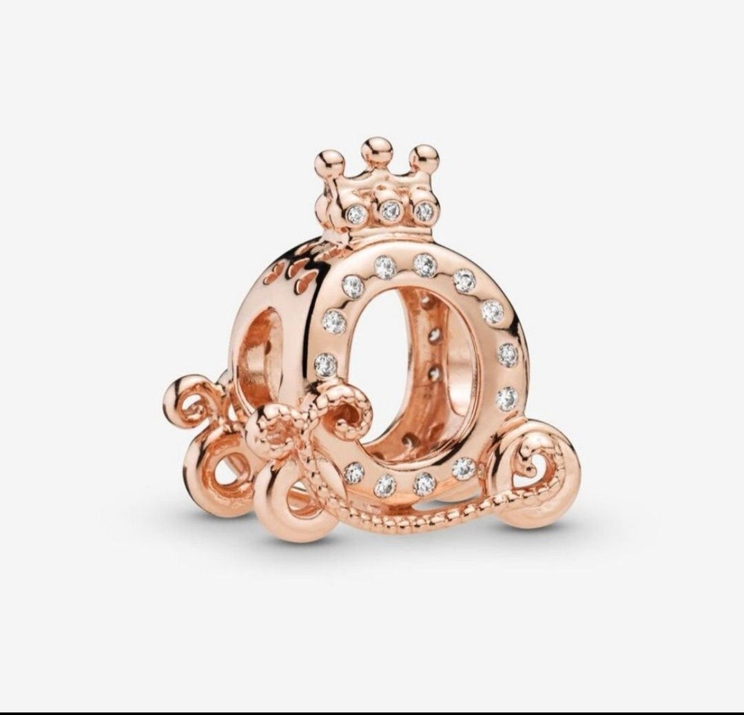Authentic Pandora charm rosegold Sparkling Carriage O