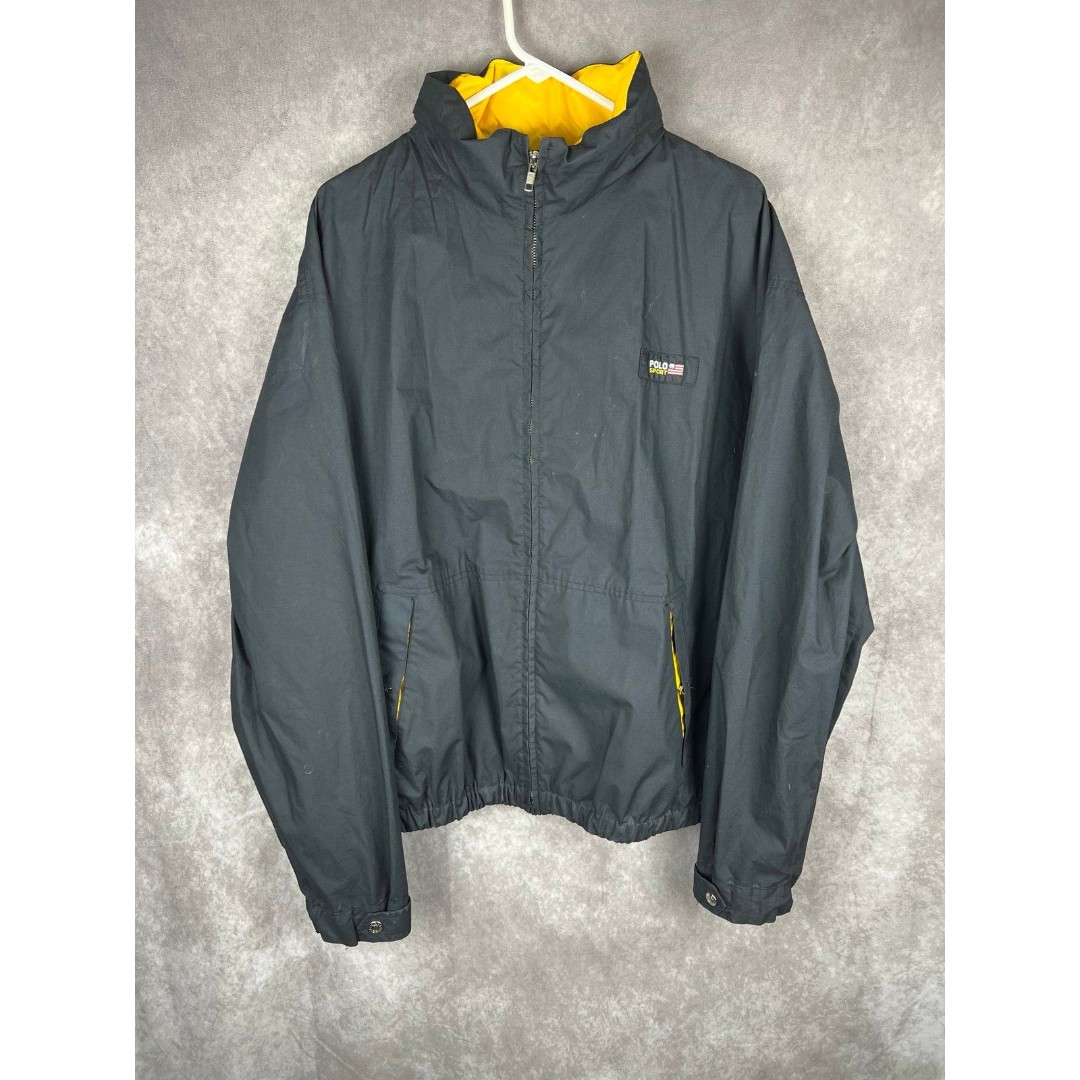 Men's Vintage Polo Sport Ocean Challenge Jacket Packable Hood Size XL