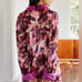 Anthropologie Women Lux Sleep Shirt Size 3X Purple Floral Velvet Satin Button