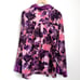 Anthropologie Women Lux Sleep Shirt Size 3X Purple Floral Velvet Satin Button