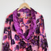 Anthropologie Women Lux Sleep Shirt Size 3X Purple Floral Velvet Satin Button