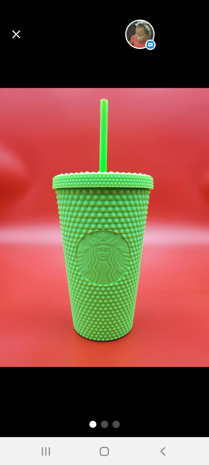 Starbucks Neon green grande studded