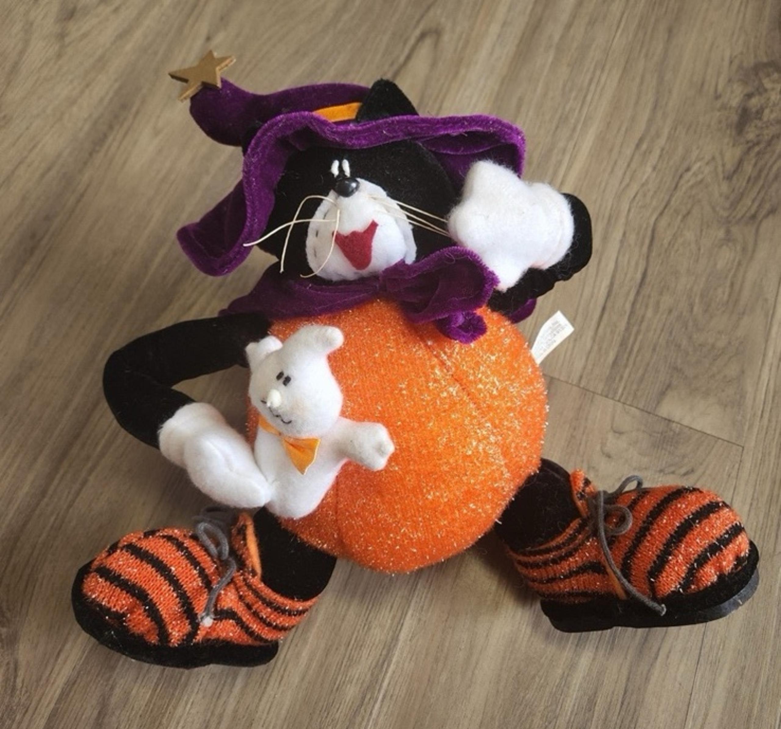 Emrad Creations Halloween Festive Decor Plush~Black Cat~Witch Hat Plush~Ghost