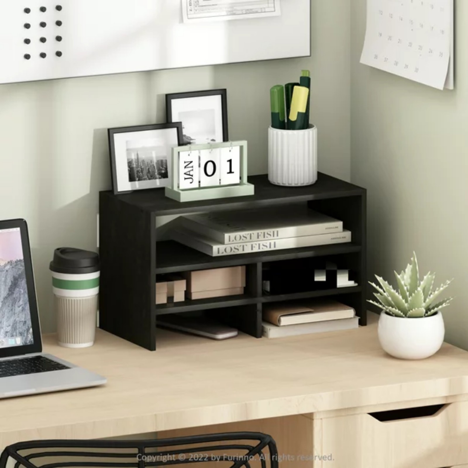 Furinno Hermite Desk Top Organizing Shelf Bookcase, Espresso ad