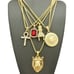 GEMSTONE, JESUS, MEDUSA, ANKH CROSS, ANGEL, LION PENDANt 7 NECKLACE SET