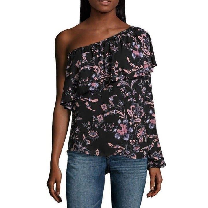 NWT Belle & Sky One Shoulder Floral Top
