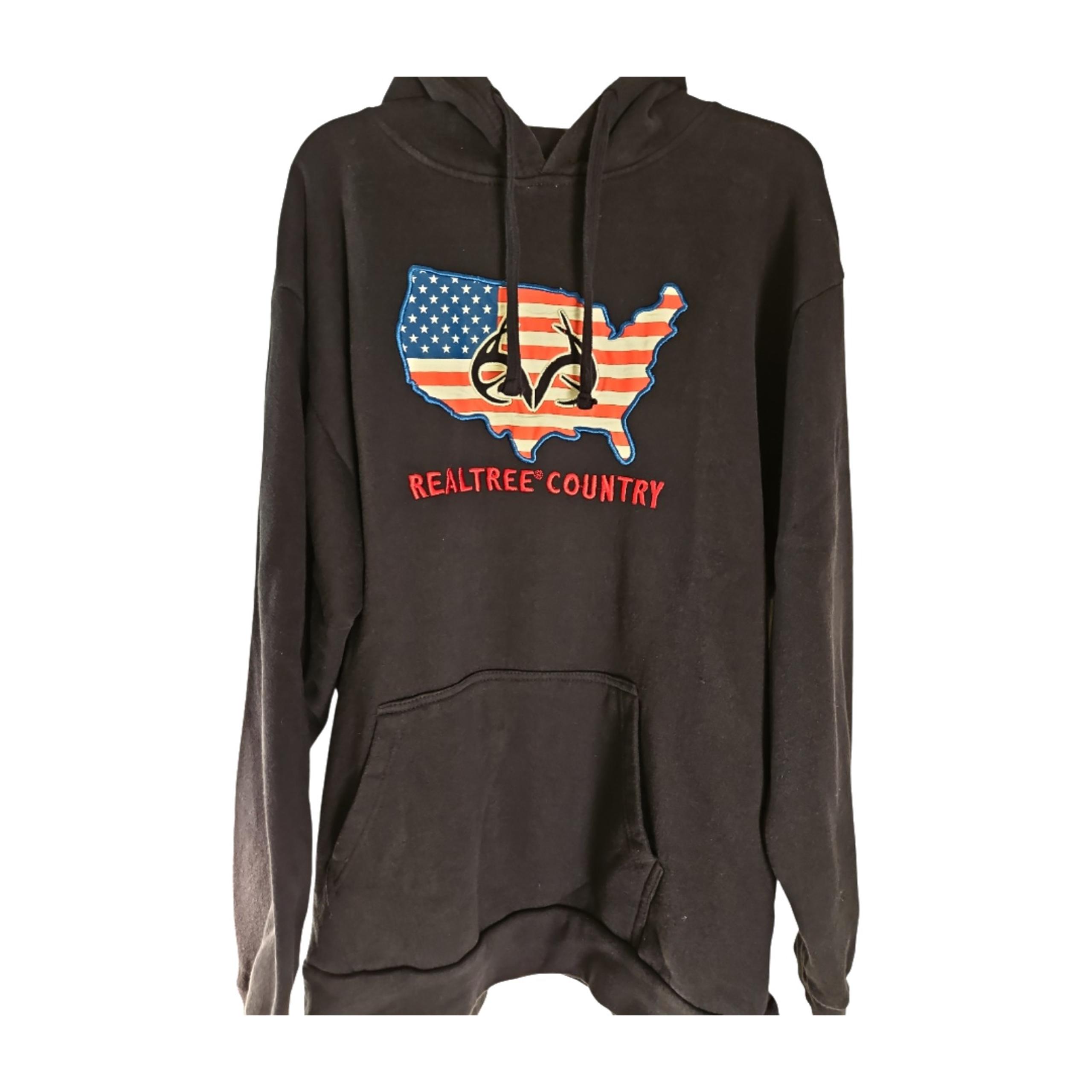 Realtree Country Hoodie Mens XXL Navy Blue USA Patriotic Fleece Pullover