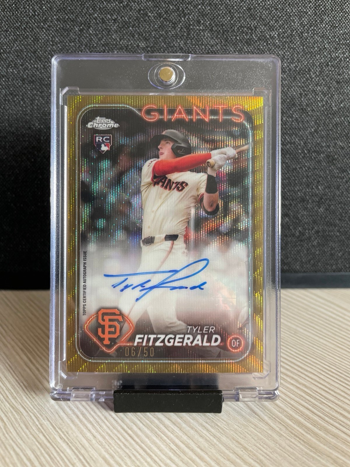 Tyler Fitzgerald 2024 Topps Chrome Update RC GOLD Wave Refractor Auto /50