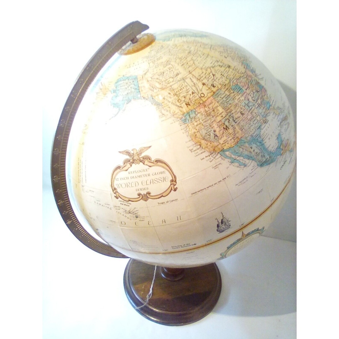 Vintage 1985 Replogle World Series 12 Inch Raised Relief Map Globe (See Descr.)