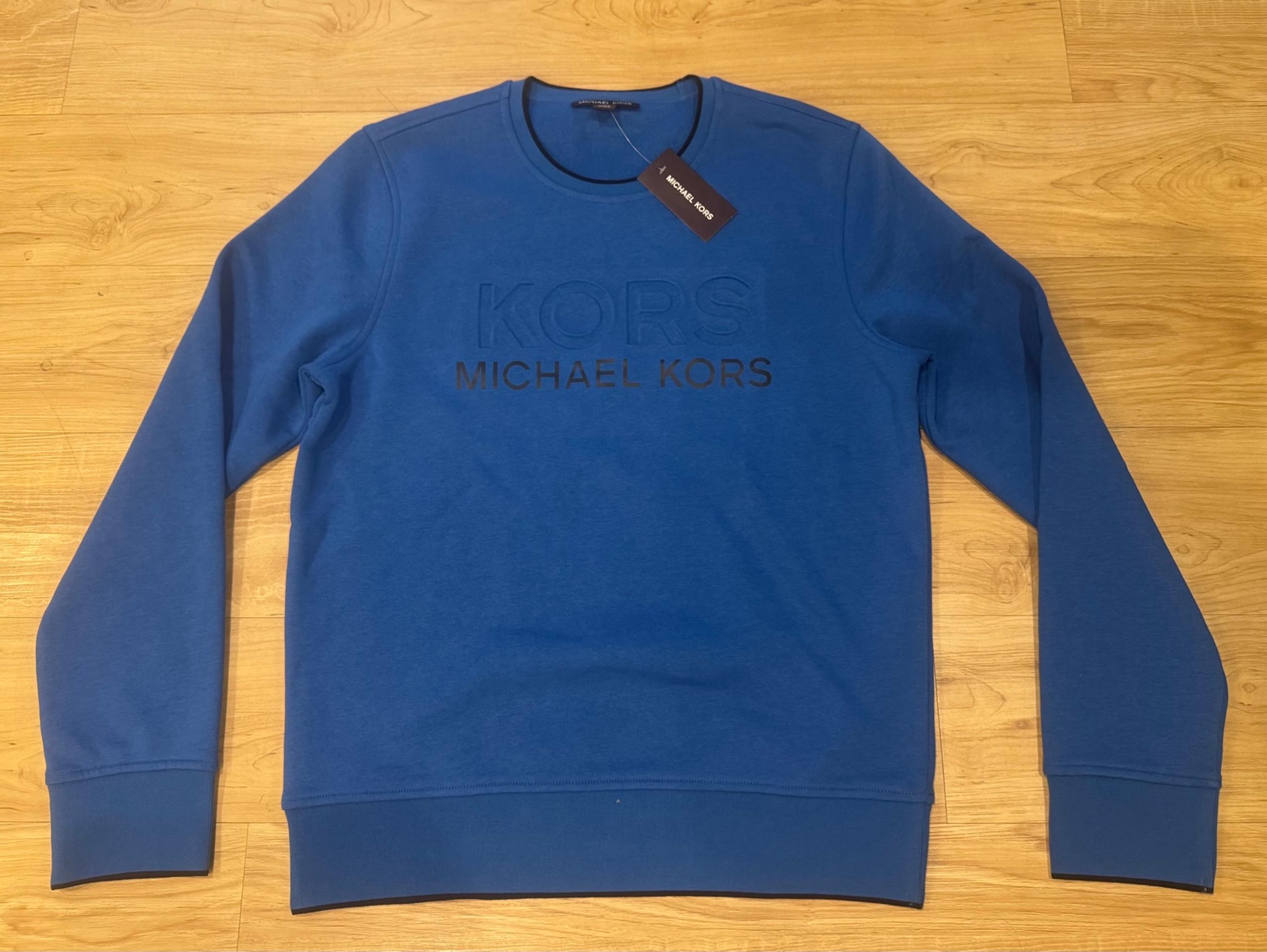 Michael Kors Men’s Pullover Crewneck Sweatshirt Large Logo NWT Blue M
