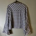 New TWP Blue Plaid top with Stand Collar with exaggerated sleeves, size XL