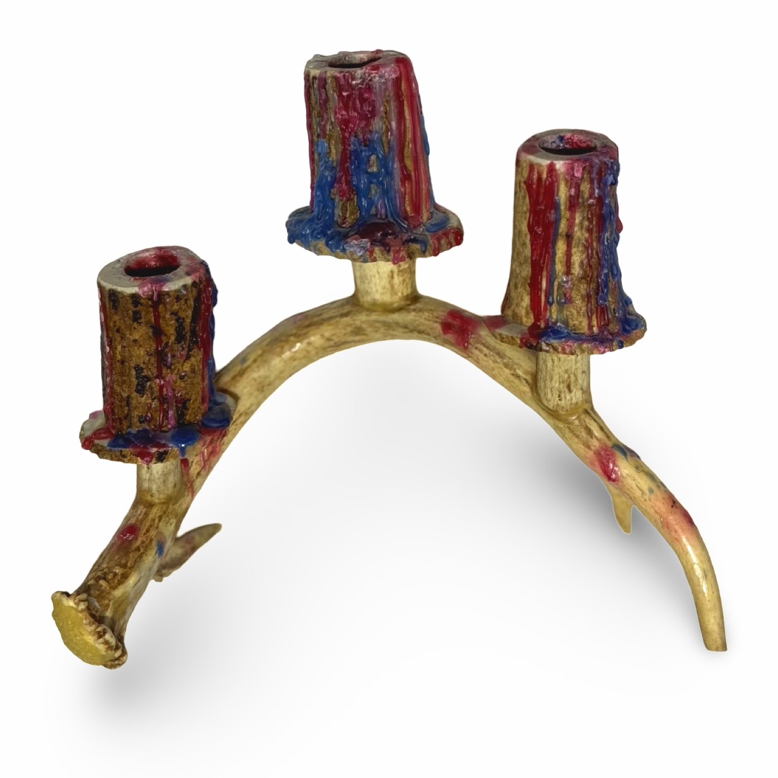 Unique Vintage Handmade Natural Candelabra Gothic Rustic Cabin Decor Candle