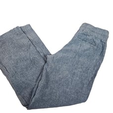 Athleta Cabo Linen Wide Leg Pants Heather Blue Size 4 Women's O71