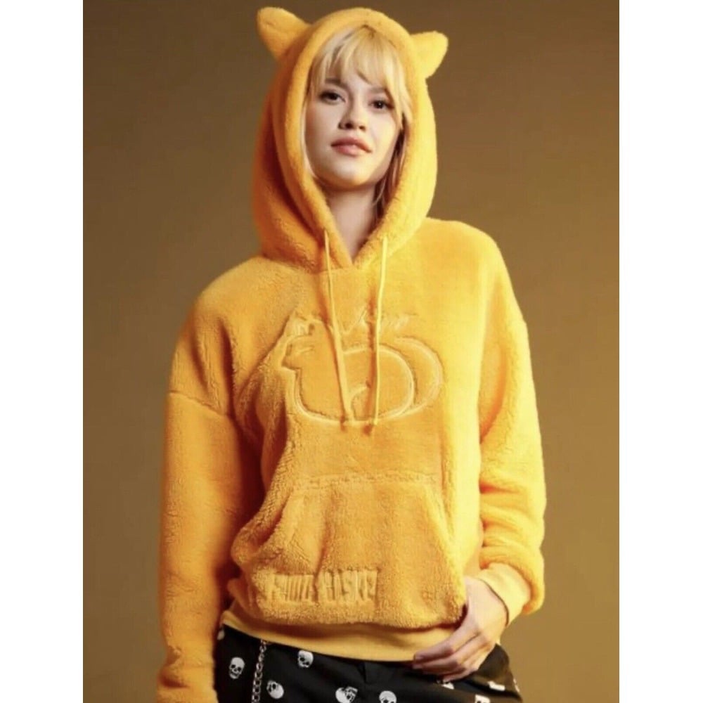 Hot Topic Fruits Basket Kyo Funimation Cat Hoodie Women's M Teddy Ears Orange