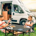 Folding Portable Camping Outdoor Picnic Table Carbon Steel with Carry Bag, Black