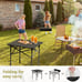 Folding Portable Camping Outdoor Picnic Table Carbon Steel with Carry Bag, Black