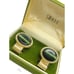 Swank Cufflinks Mesh Set Green Cabochon Gold Tone Wedding Tux Vintage IOB