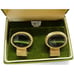 Swank Cufflinks Mesh Set Green Cabochon Gold Tone Wedding Tux Vintage IOB