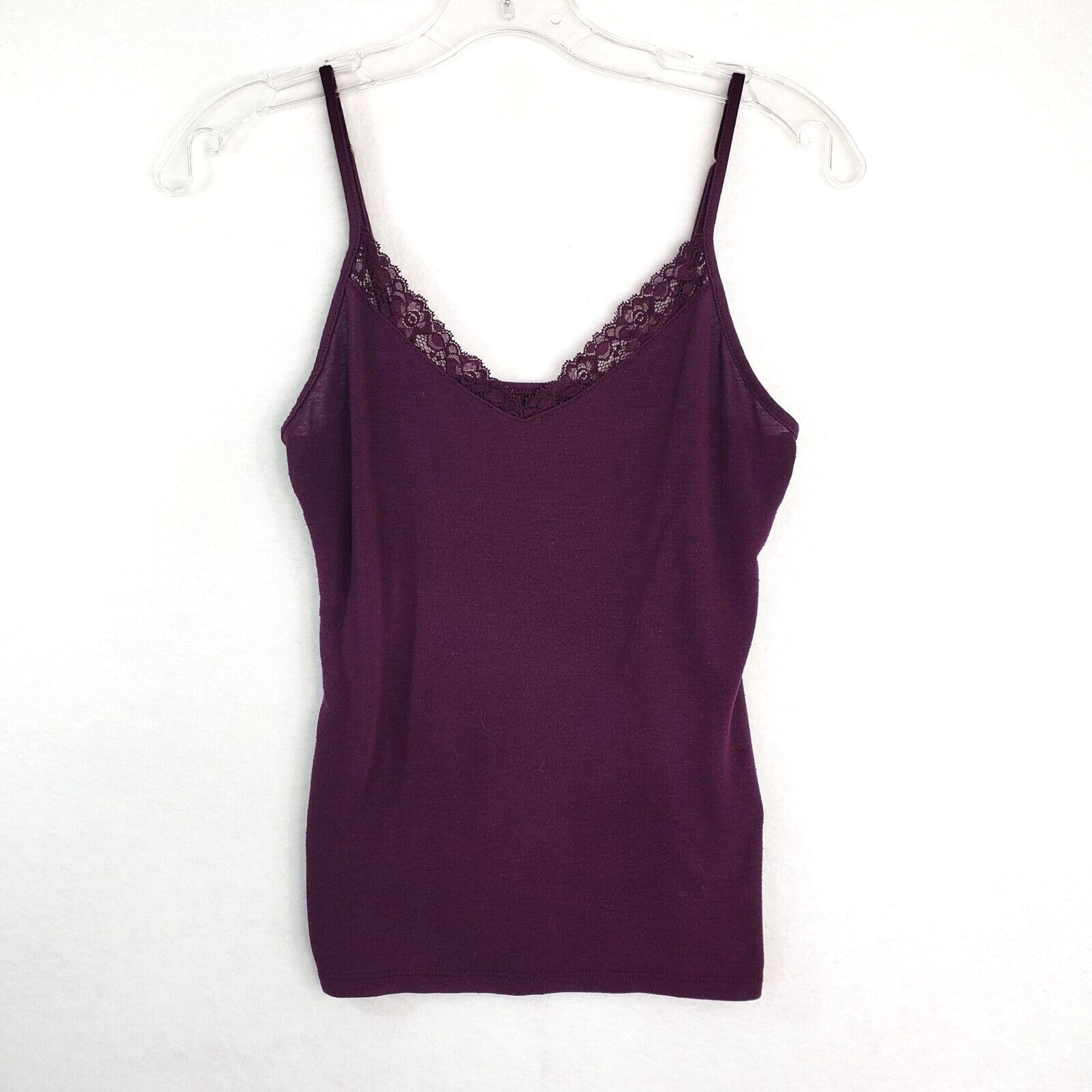Mudd Cami Top Womens S Lace Trim V Neck Sleeveless Casual Purple Tank Y2K Preppy