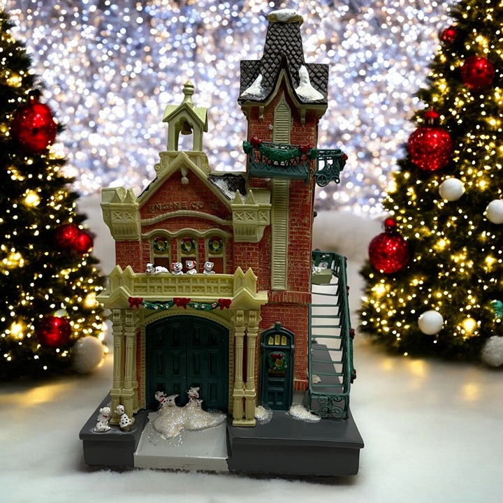 Disney Parks Fire Station, Lighted Christmas Village Building from 1996
