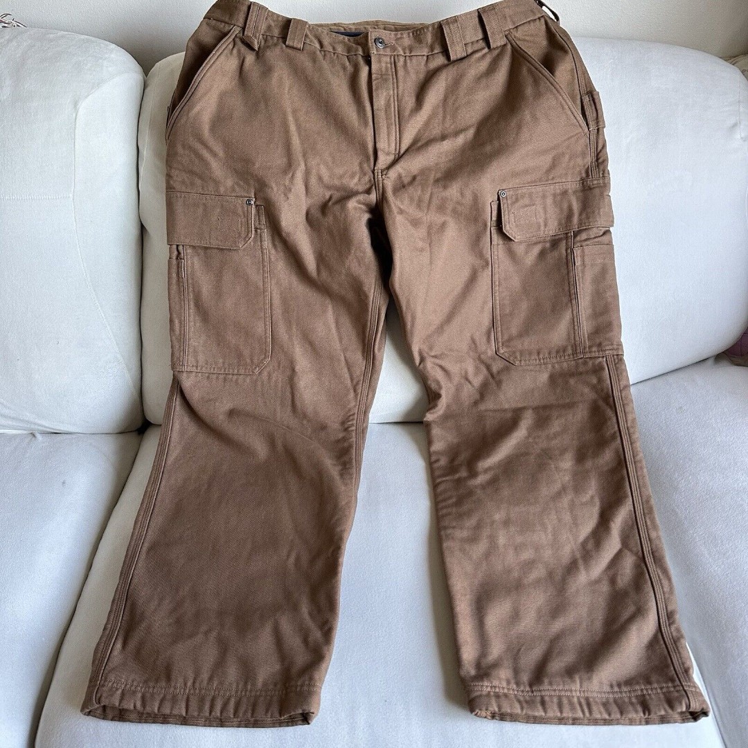 Duluth Trading Men's Fire Hose Relaxed Fit Cargo Work Pants Brown Size 46x32 B40