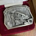 1985 Underground Mining Bergamot Brass Works Keepsake Belt Buckle display stand