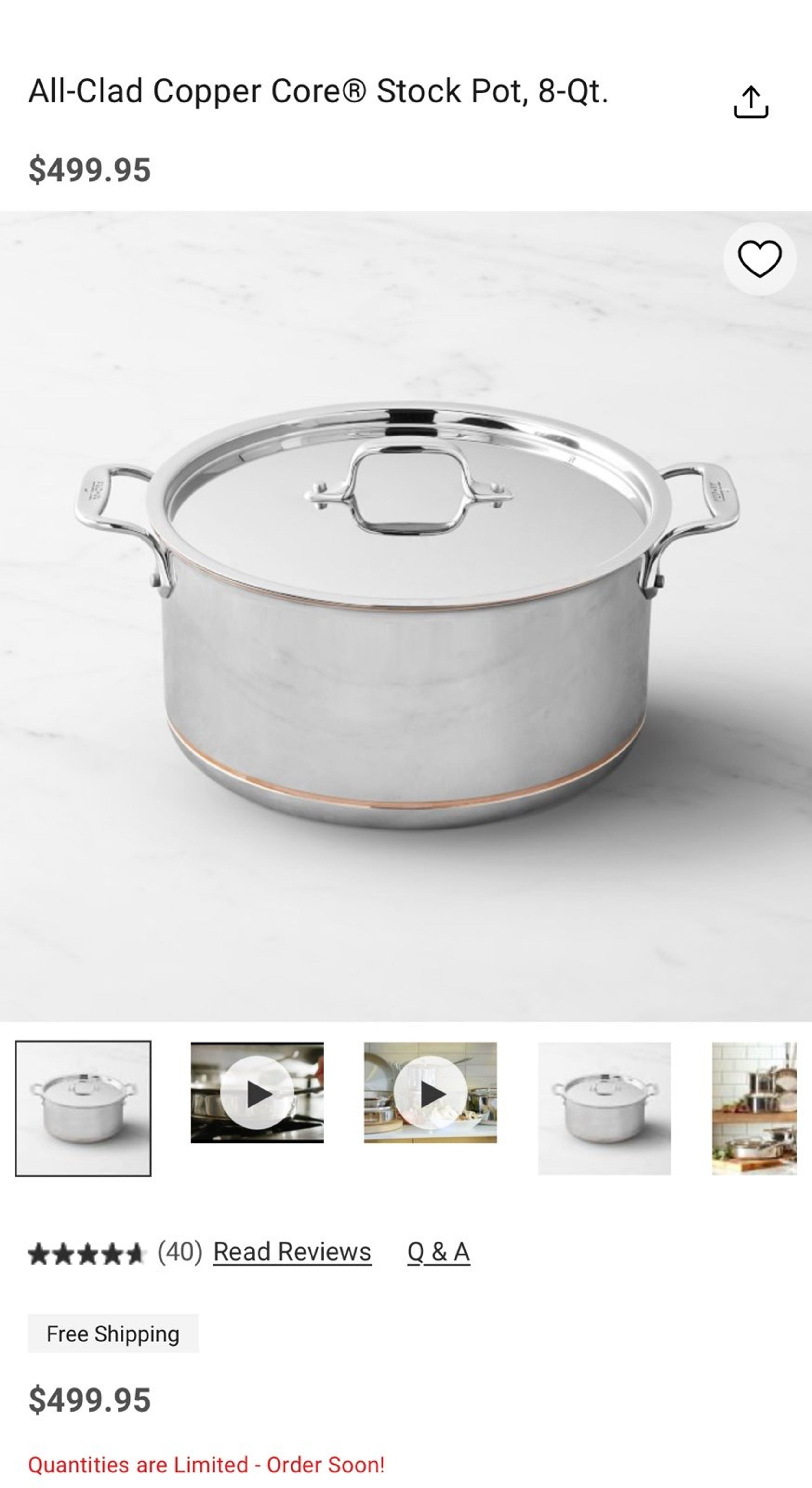 All Clad Copper Core 8qt stock pot
