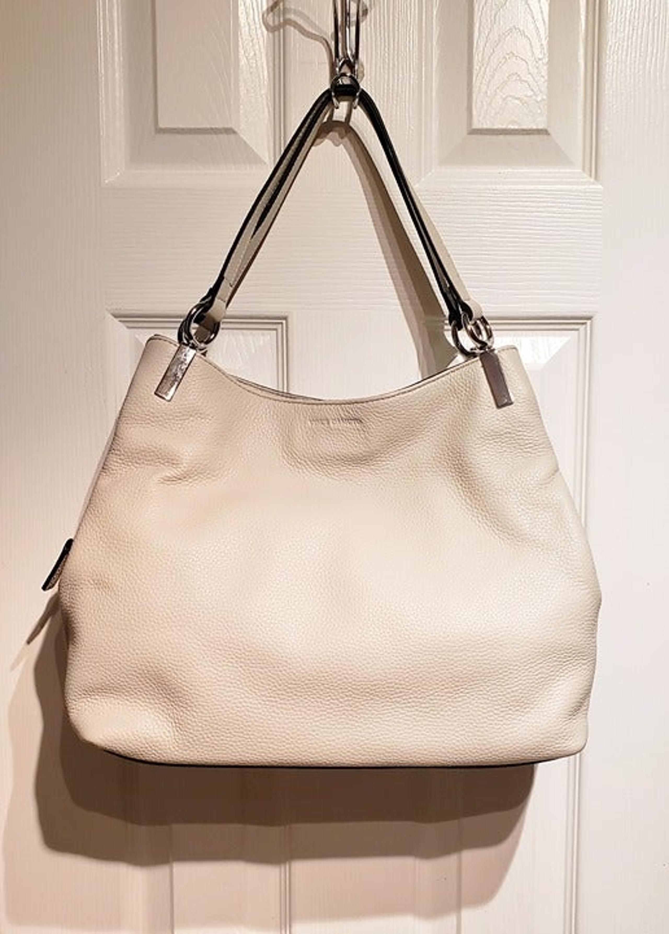 Vince Camuto IKE Light Grey Pebbled Leather Shoulder Tote Hand Bag Purse NWOT