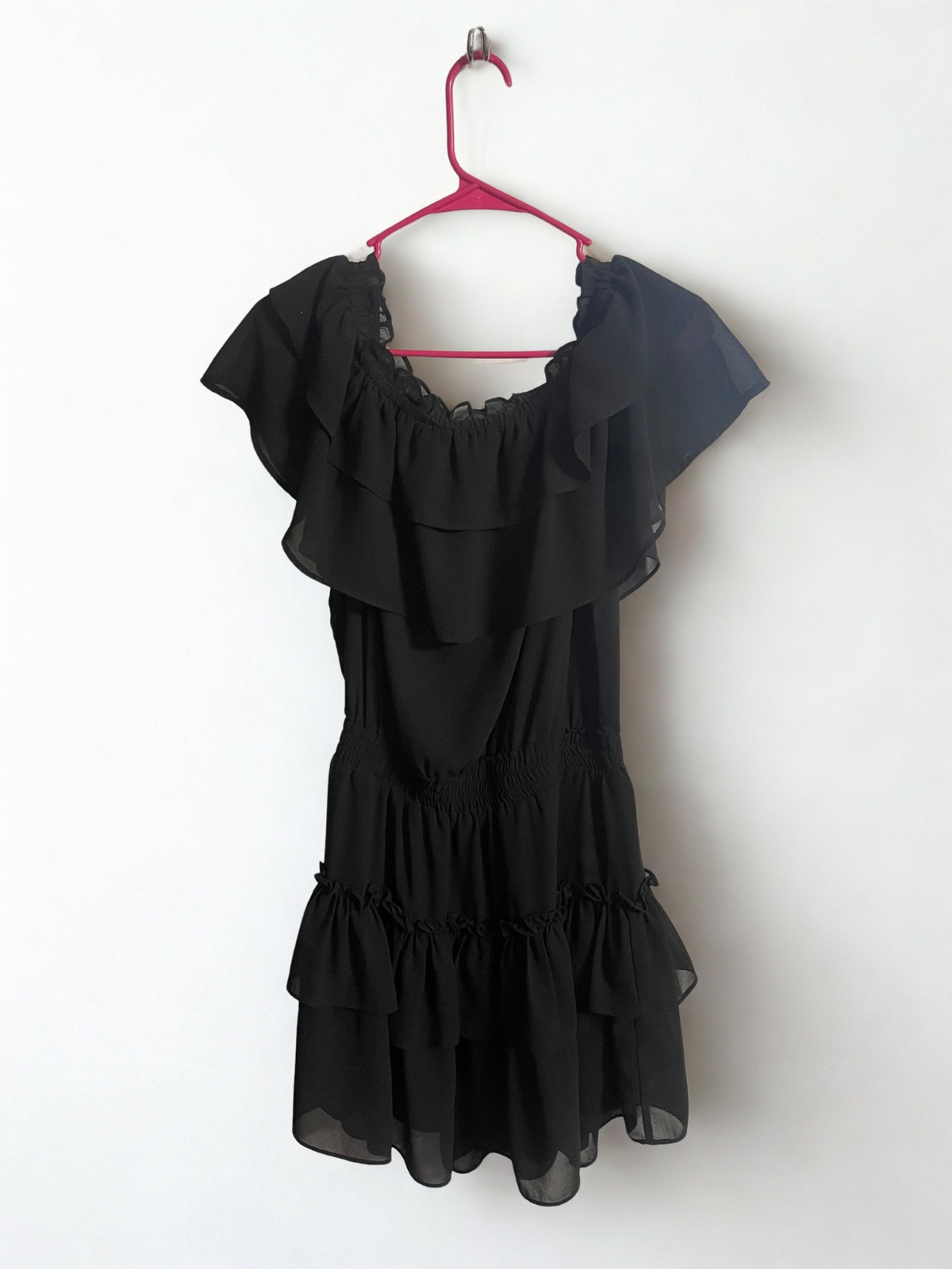 Buddy Love Kiera Black Off The Shoulder Ruffle Mini Dress