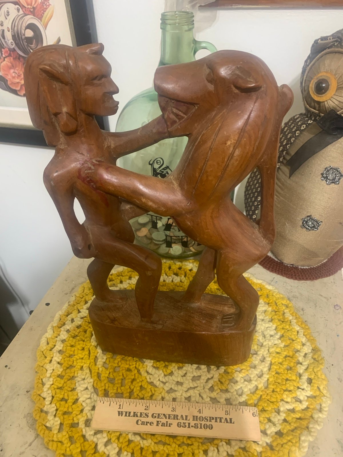 Vintage 1960s Genuine Besmo Hand Carved Wood Tribal Maasai Warriors Made in Keny