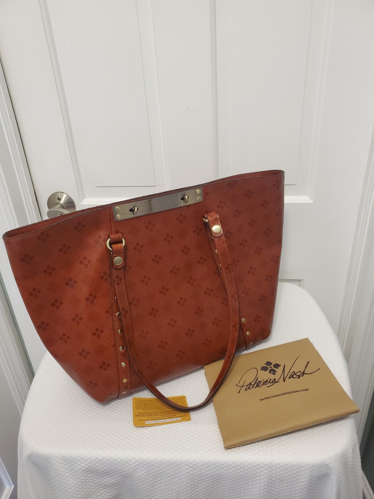 NWT Patricia Nash Signature Print Large Benvenuto Leather Tote, Retail 299.00