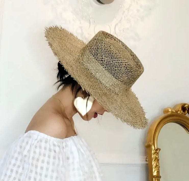 Floored Straw hat-khaki