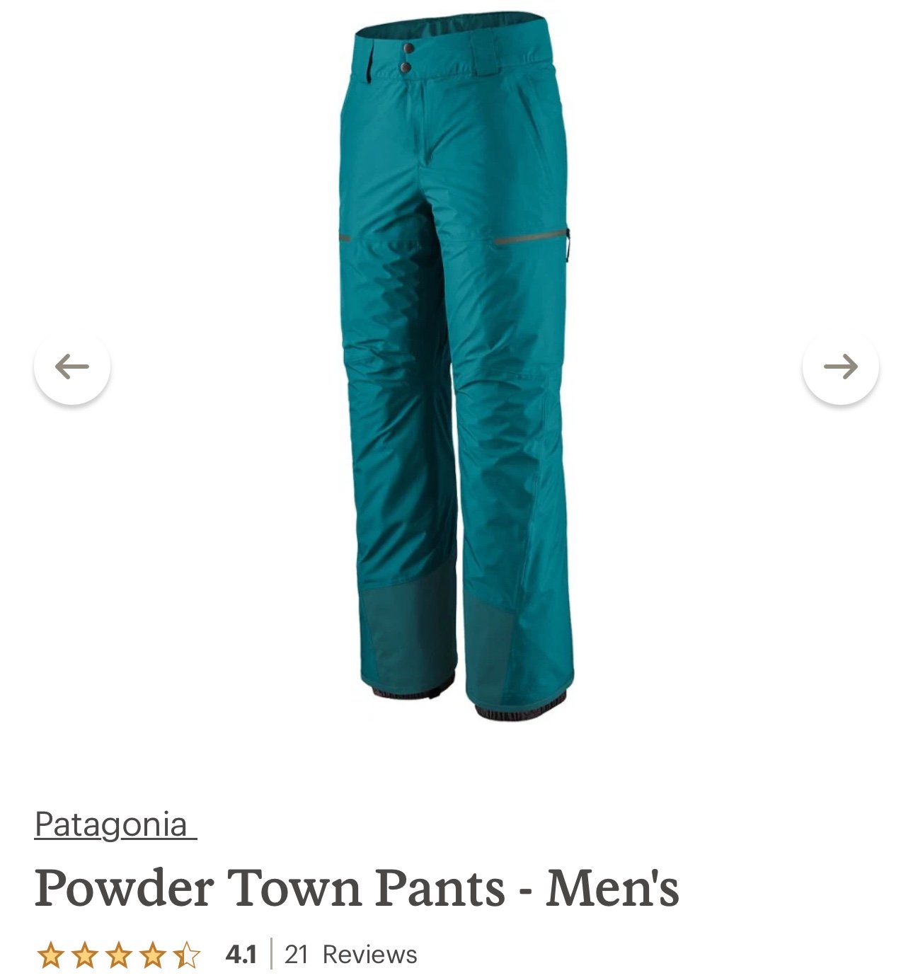 Patagonia Powder Town Ski Snowbard Pants