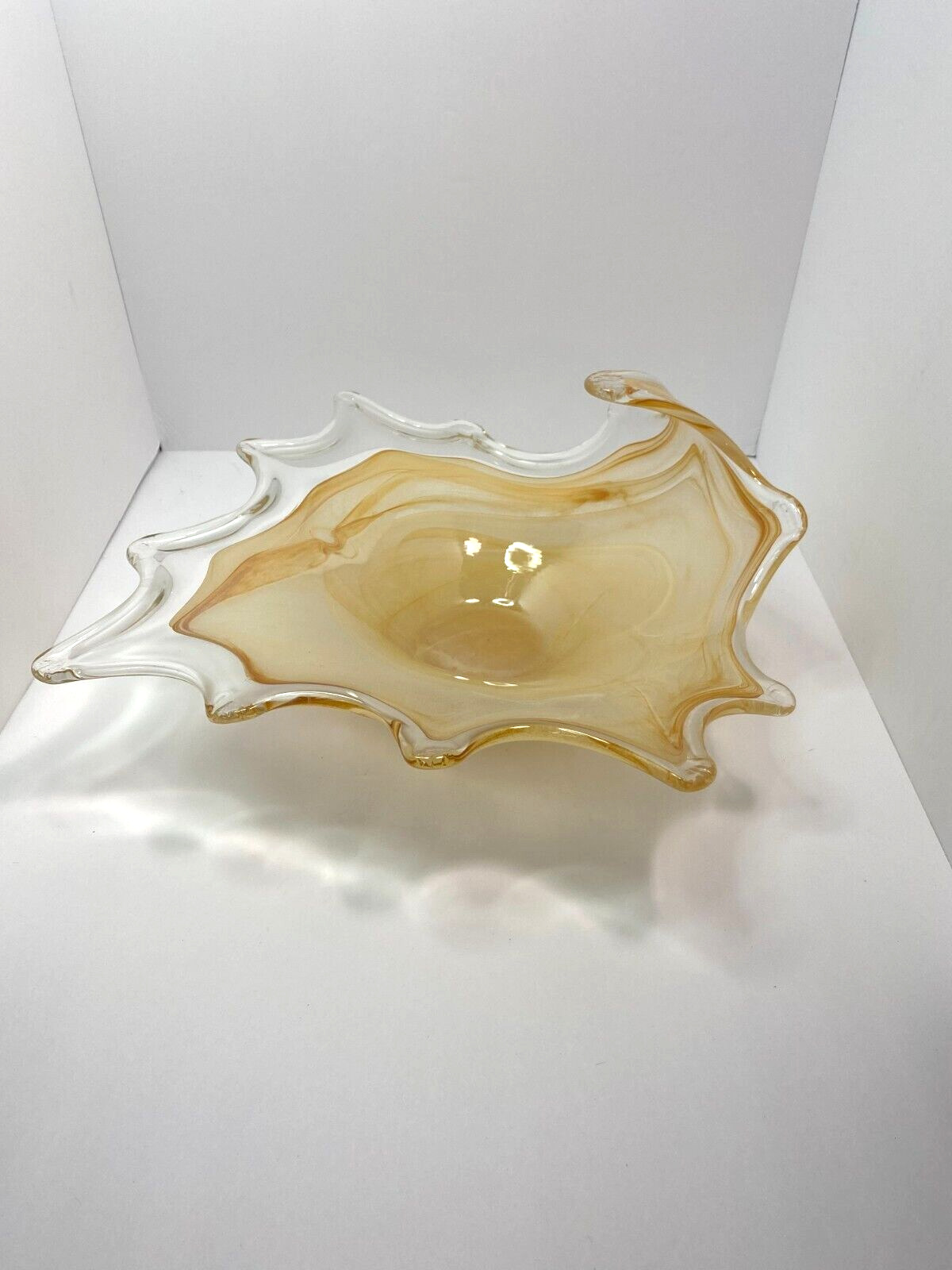 Modern Fall Decor Leaf Shape Hand Blown Glass Beautiful Rich Statement Piece