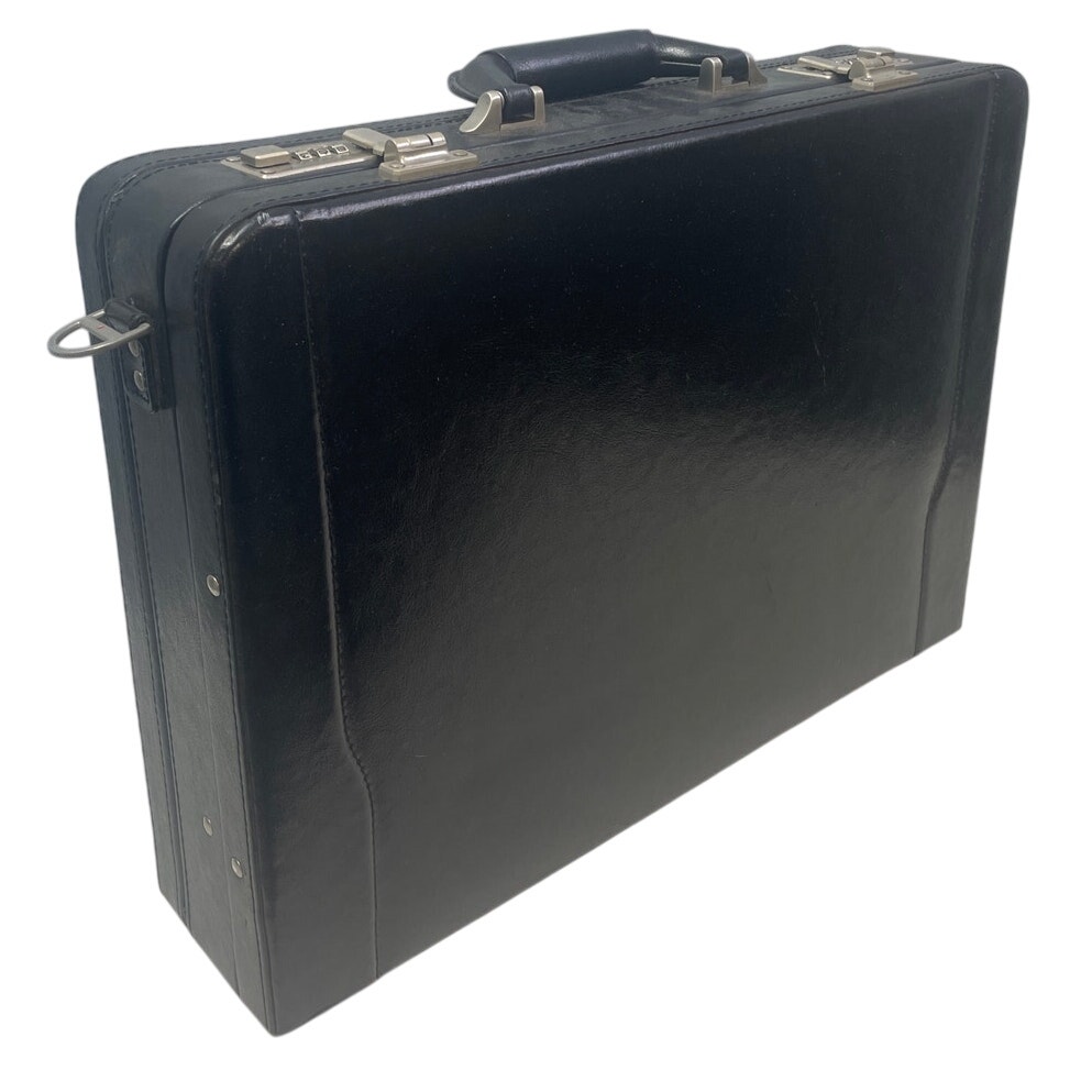 Solo Cases Black Faux Black Leather Expandable Security Code Lock Brief Case